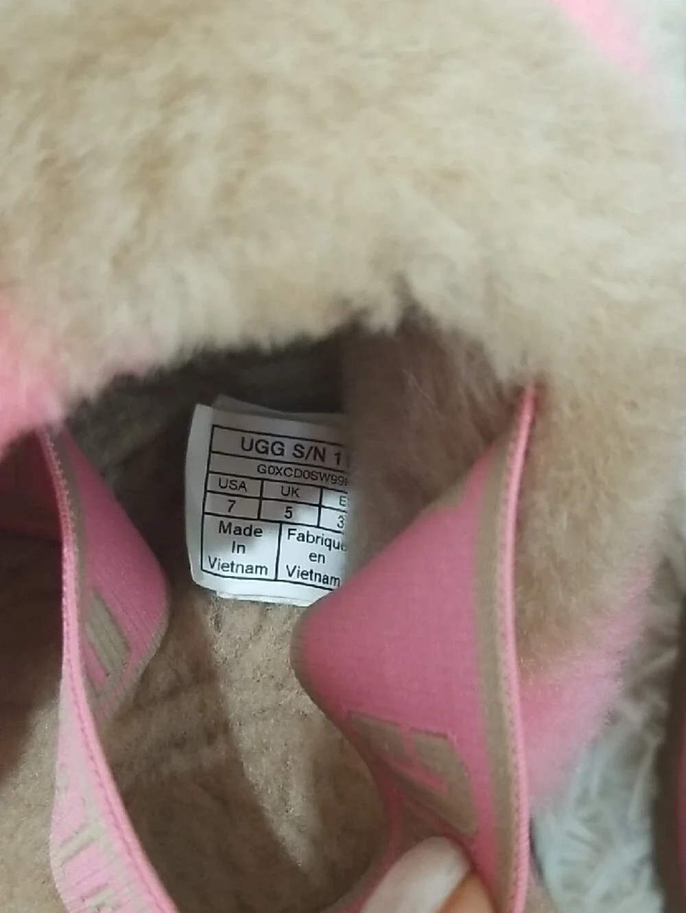 UGG Pink & Beige Fuzzy Platform Slide Sandals